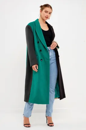 Colorblock Double-Breasted Coat