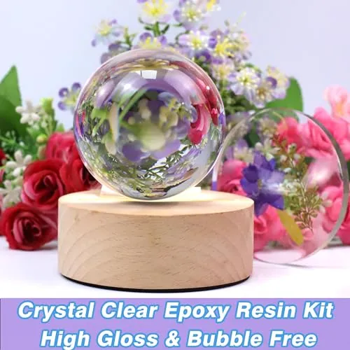 0.5 Gallon Epoxy Resin   Hardener- Crystal Clear Epoxy Resin, Epoxy Resin Kit No Bubbles Odor & Yellowing, Self Leveling 1:1 Mix for DIY Jewelry,