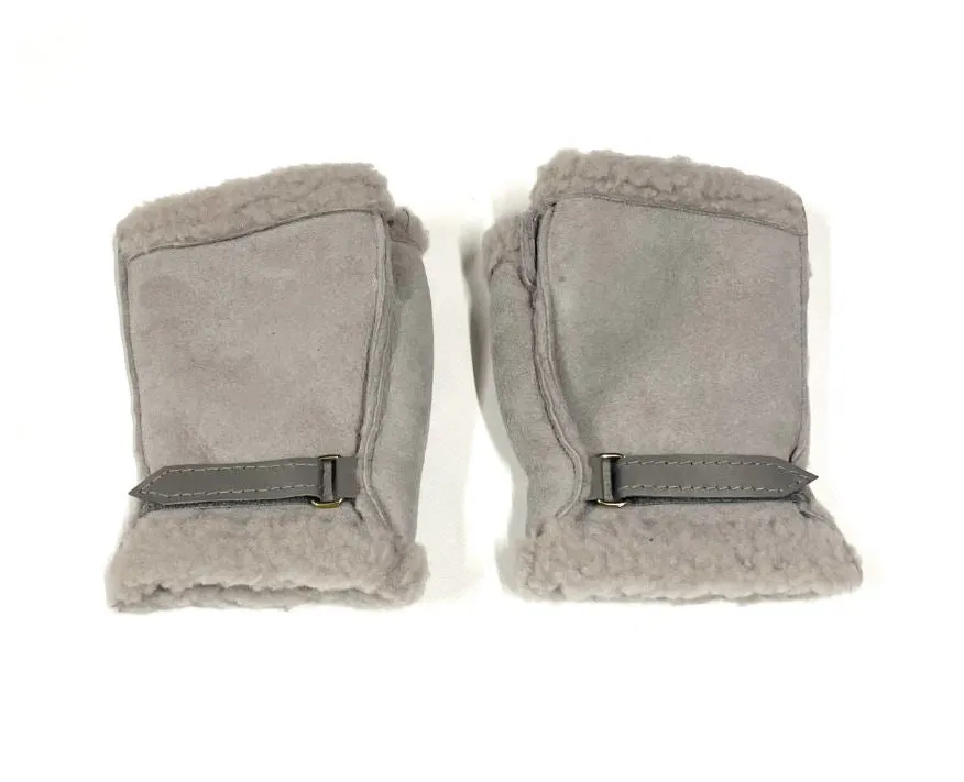 100% Genuine Sheepskin Fingerless Gloves Mittens In Various Sizes And Colours Made In The UK