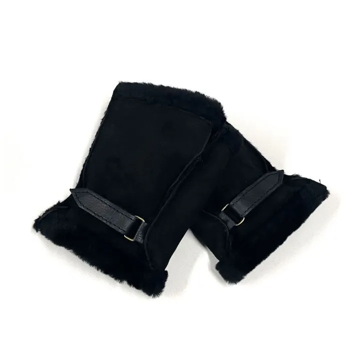 100% Genuine Sheepskin Fingerless Gloves Mittens In Various Sizes And Colours Made In The UK