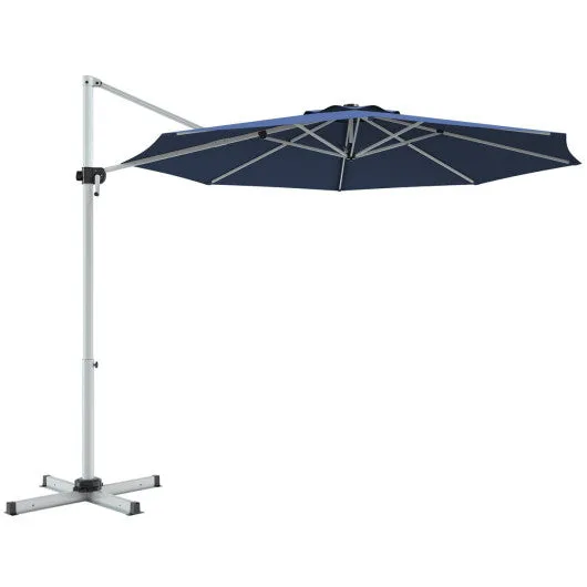 11 Feet Patio Offset Cantilever Umbrella 360° Rotation Aluminum Tilt-Navy