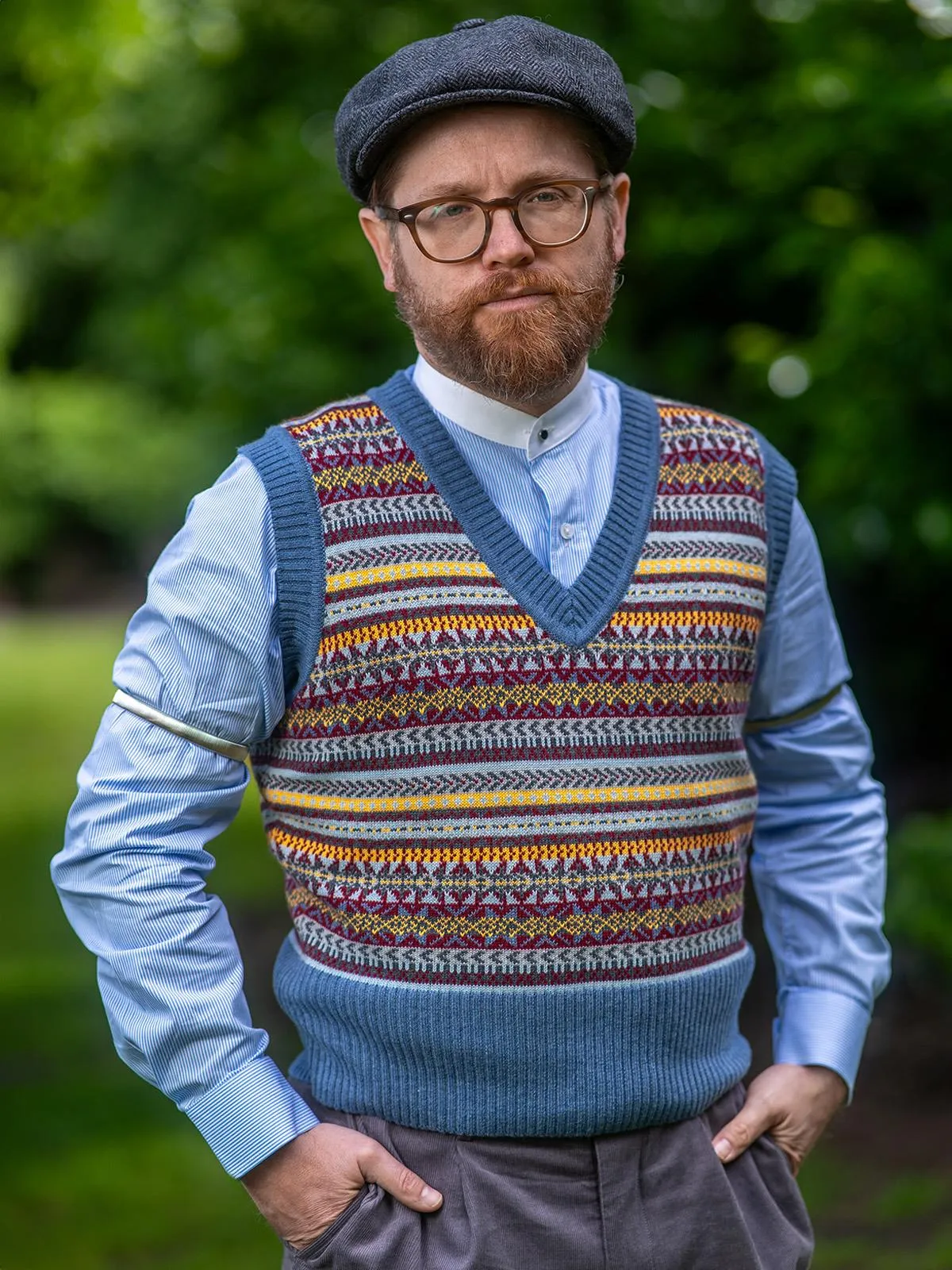 1940s Vintage Melvin Fair Isle Tank Top in Paridae Blue