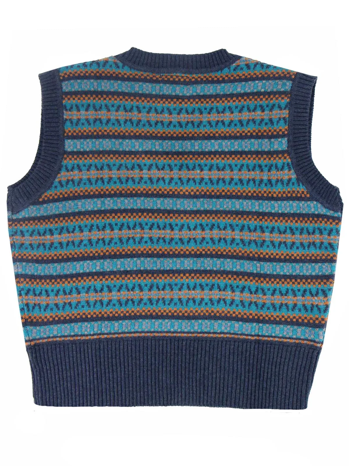 1940s Vintage Walter Fair Isle Tank Top in Kingfisher Blue