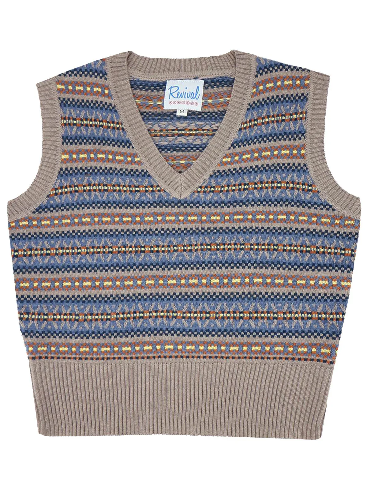 1940s Vintage Walter Fair Isle Tank Top in Tawny Grey