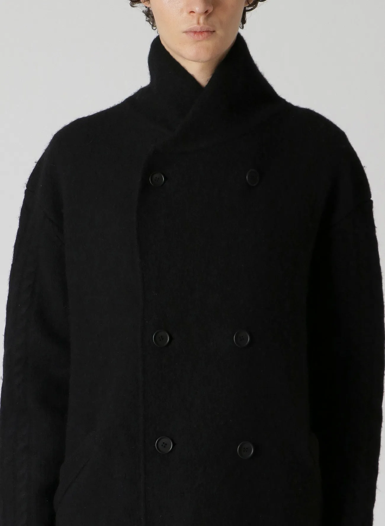 3G WOOL FELT FULLED SHAWL COLLAR COAT