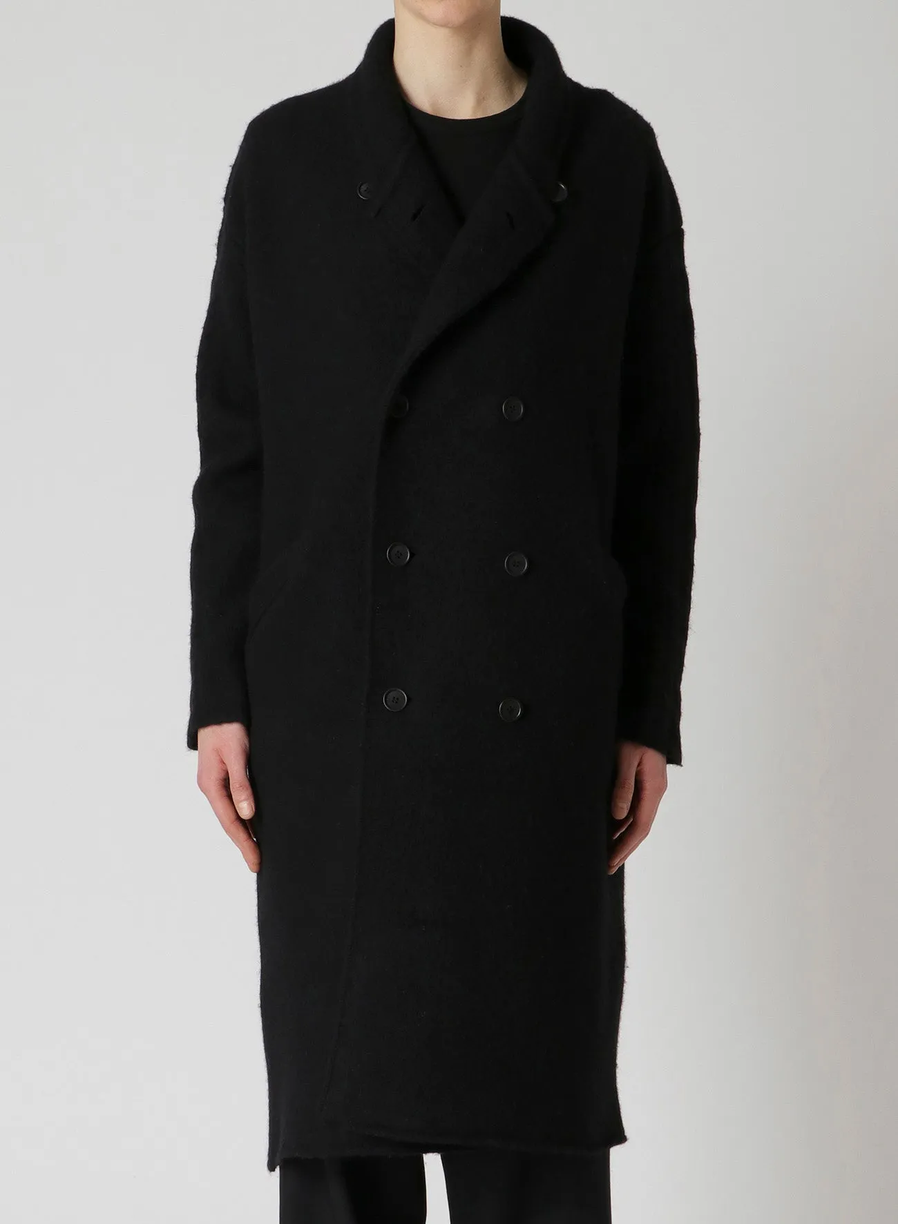 3G WOOL FELT FULLED SHAWL COLLAR COAT