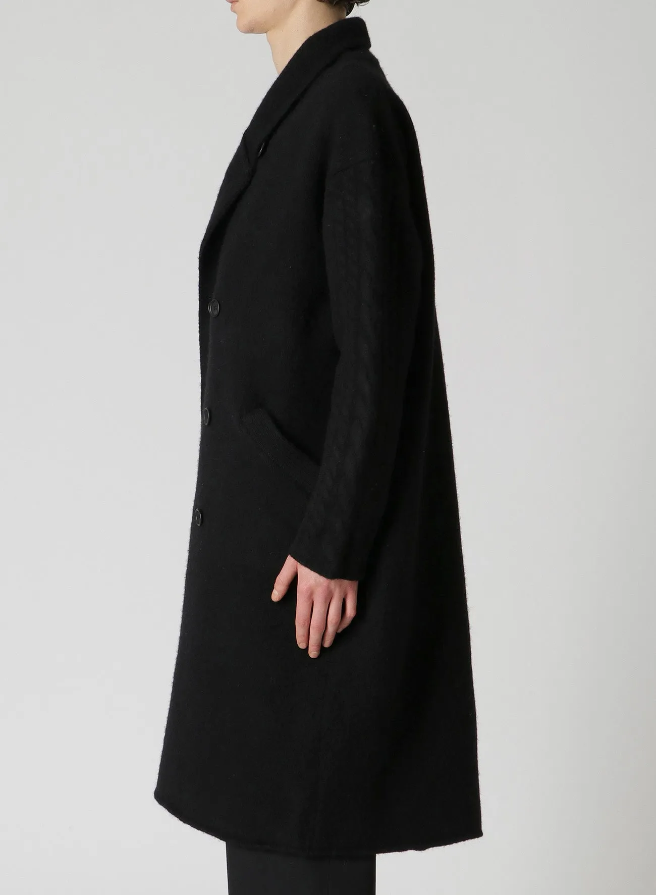 3G WOOL FELT FULLED SHAWL COLLAR COAT