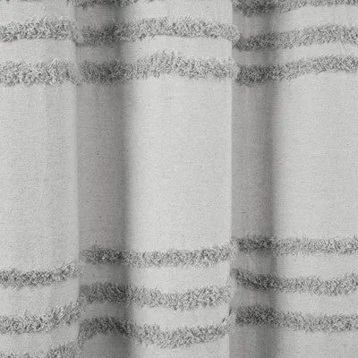 72"x72" Boho Kendra Tufted Yarn Dyed Eco Friendly Recycled Cotton Shower Curtain Light Gray - Lush Décor