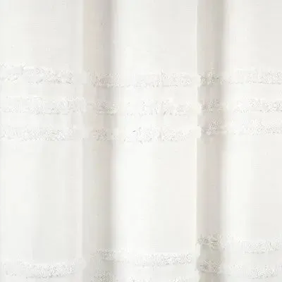 72"x72" Boho Kendra Tufted Yarn Dyed Eco Friendly Recycled Cotton Shower Curtain White - Lush Décor