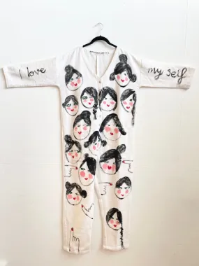 #86 Hand-painted Textured Jumpsuit size M/L