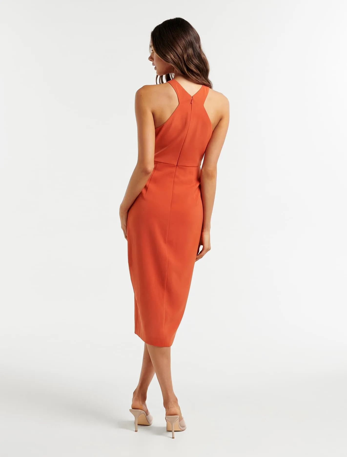 Alesia Arrow Neck Midi Dress