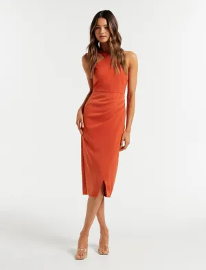 Alesia Arrow Neck Midi Dress