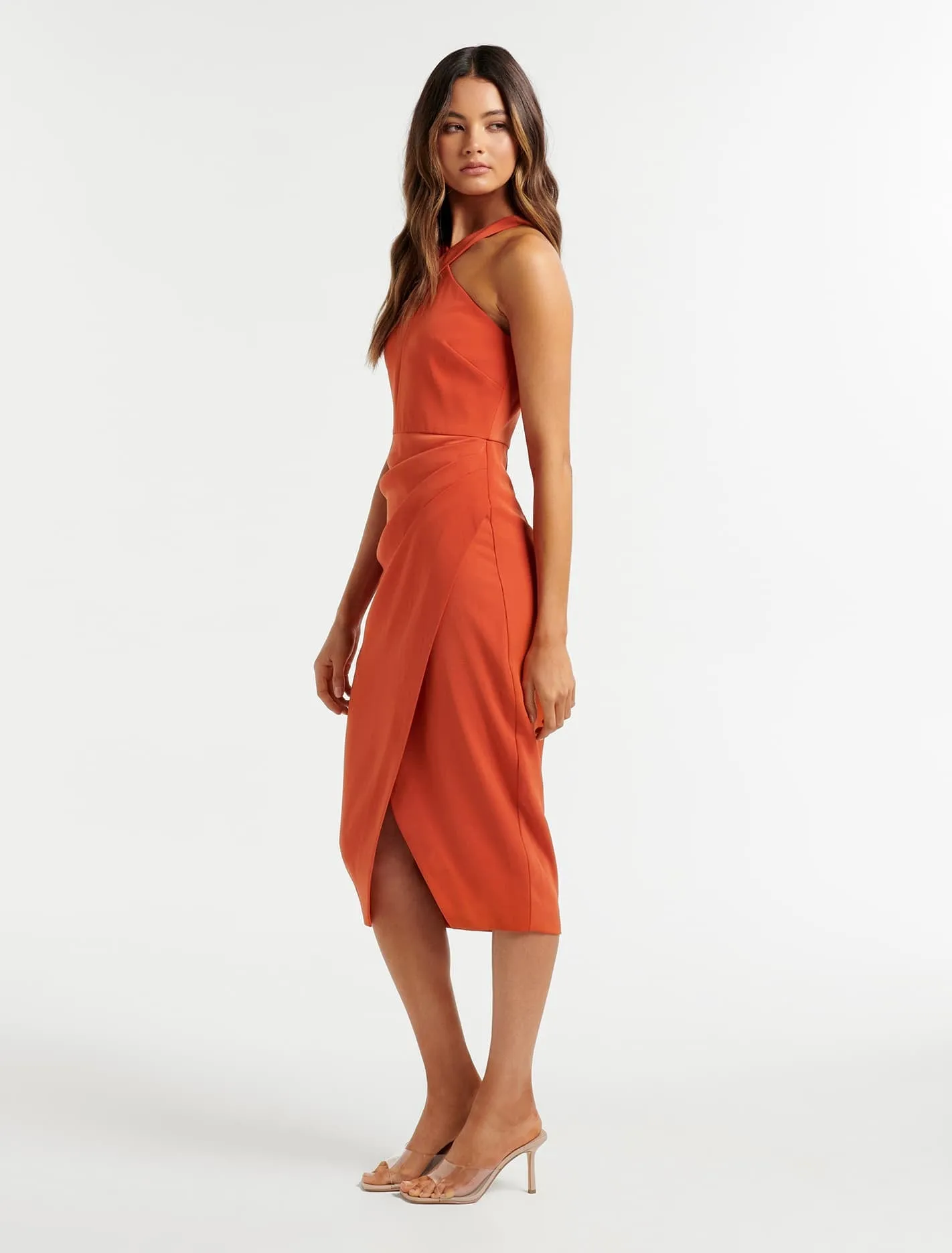 Alesia Arrow Neck Midi Dress