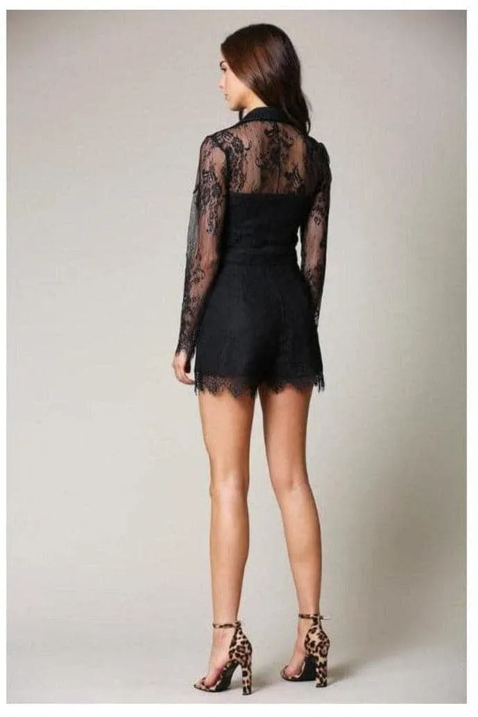 Alivia- Black Lace Romper