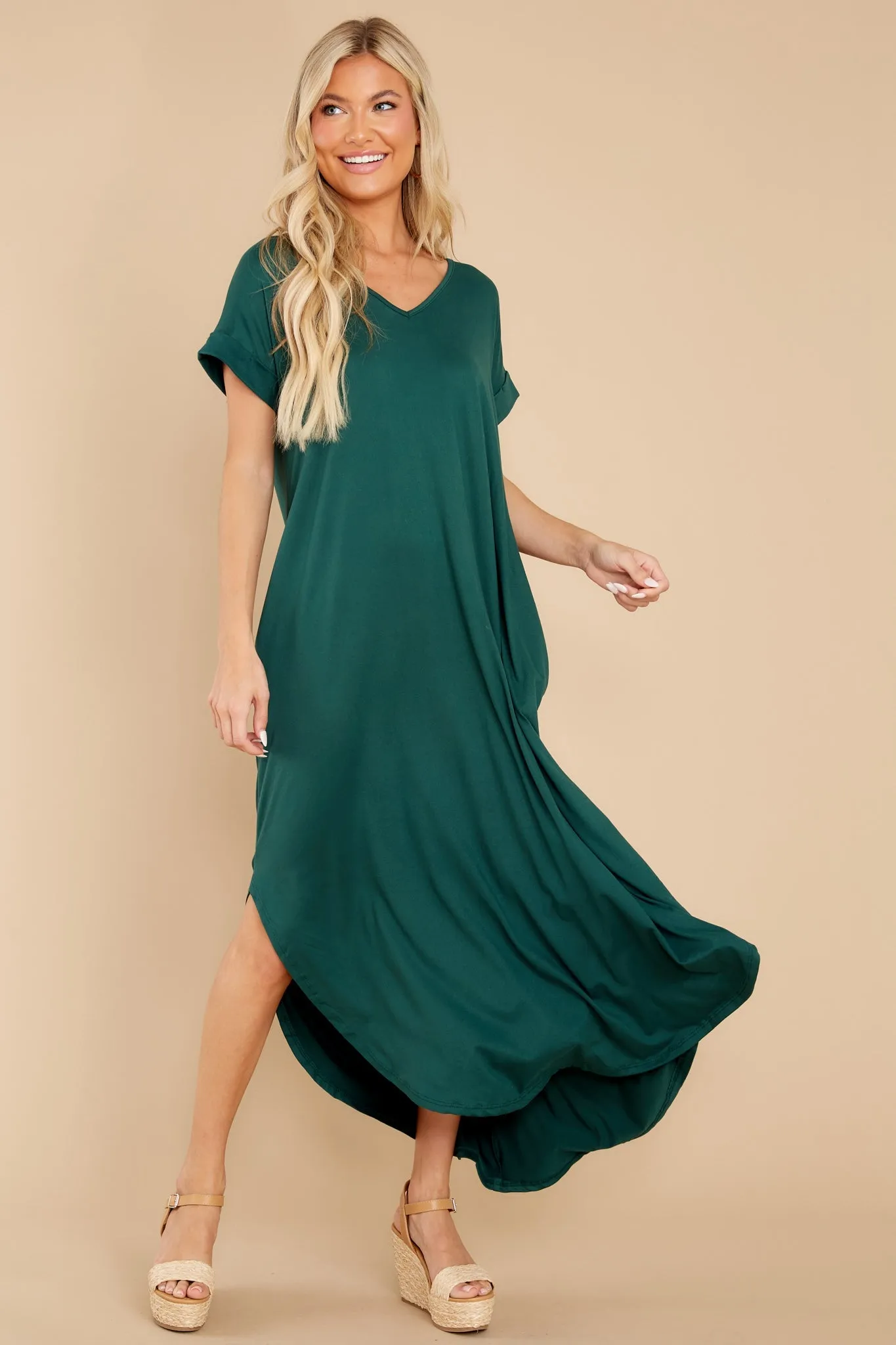 Always The Same Thing Hunter Green Maxi Dress