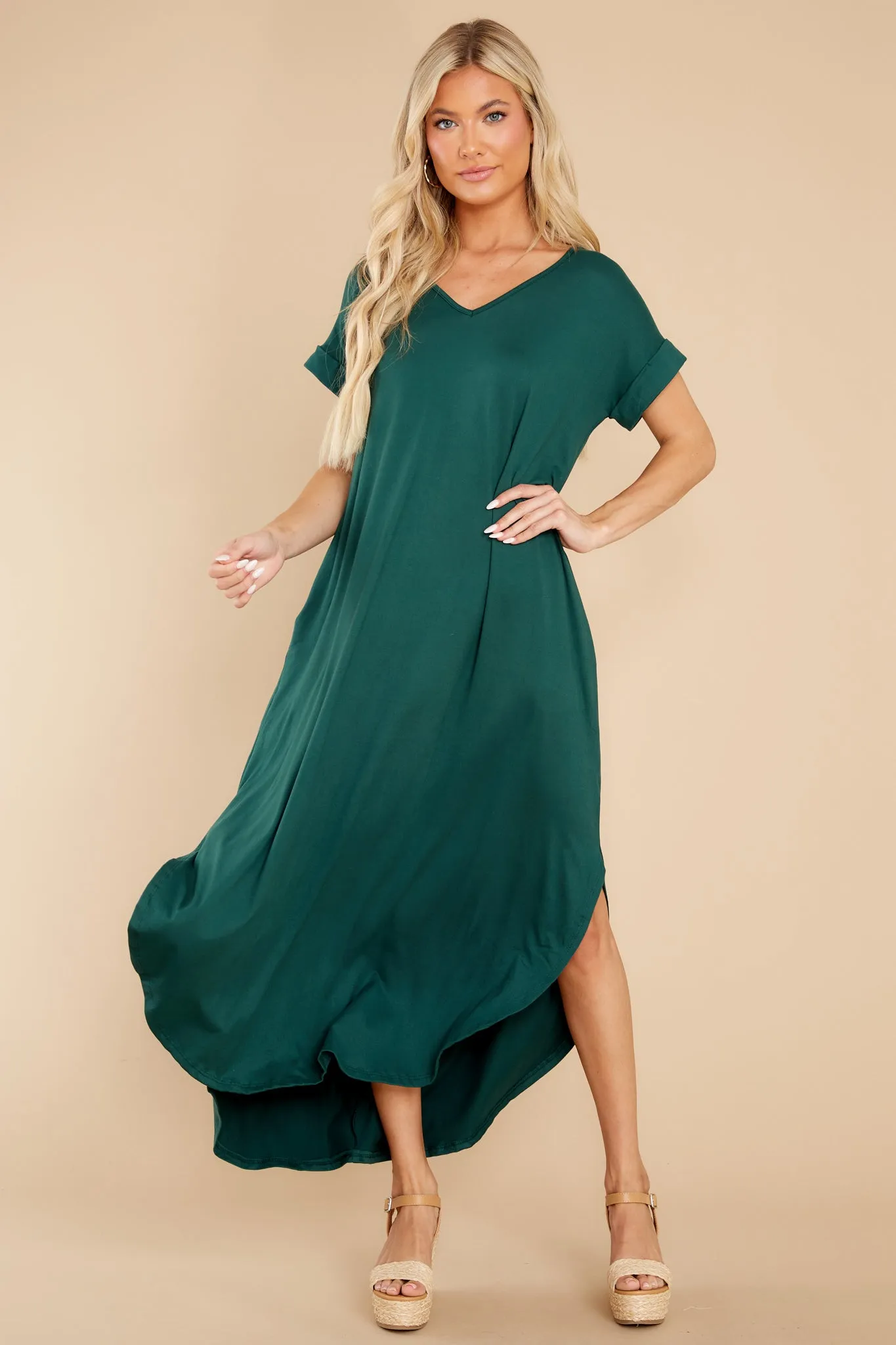 Always The Same Thing Hunter Green Maxi Dress