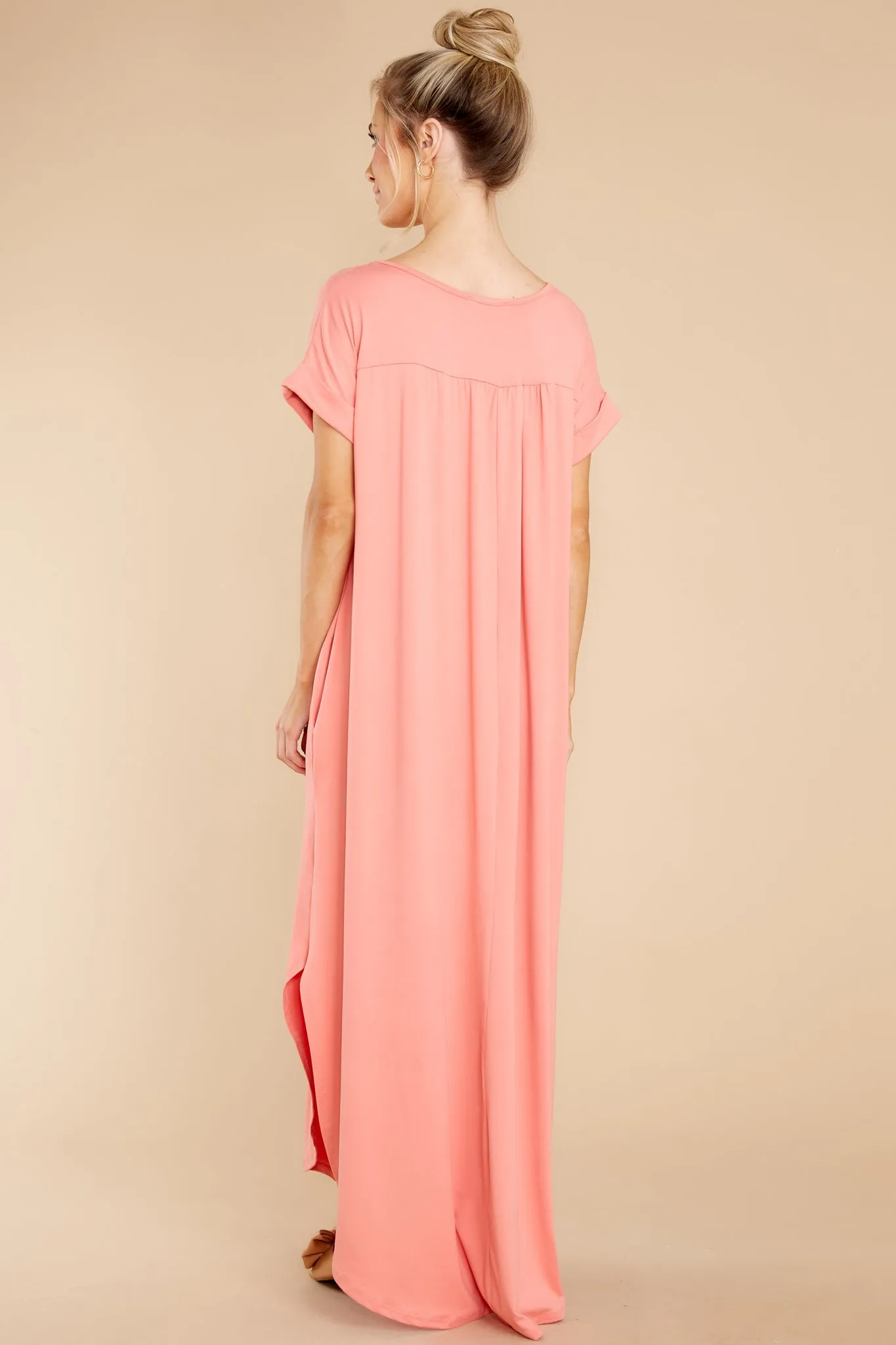 Always The Same Thing Peach Maxi Dress