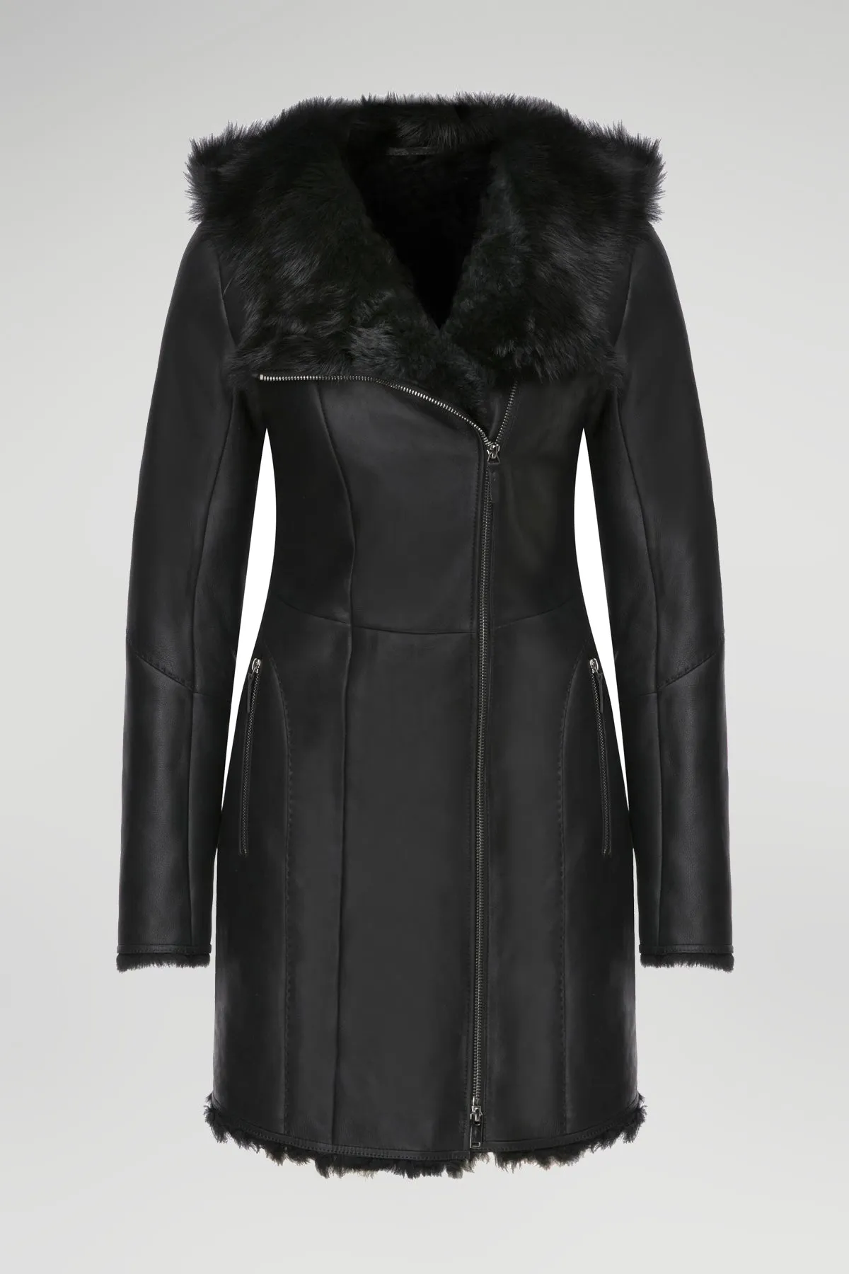 Amelie - Black Shearling Coat