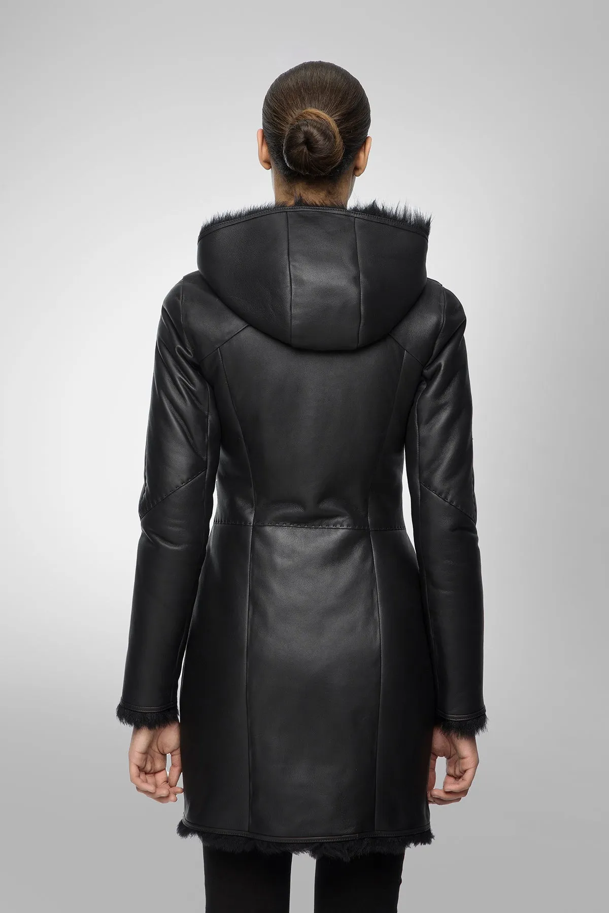 Amelie - Black Shearling Coat