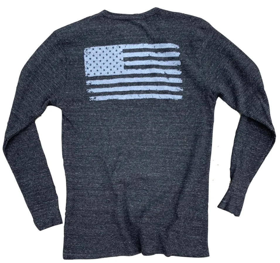 American Flag Long-Sleeve Black Thermal Shirt