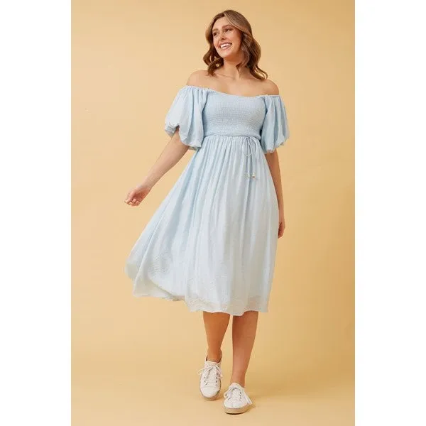 ANOK PUFF SLEEVE MIDI DRESS