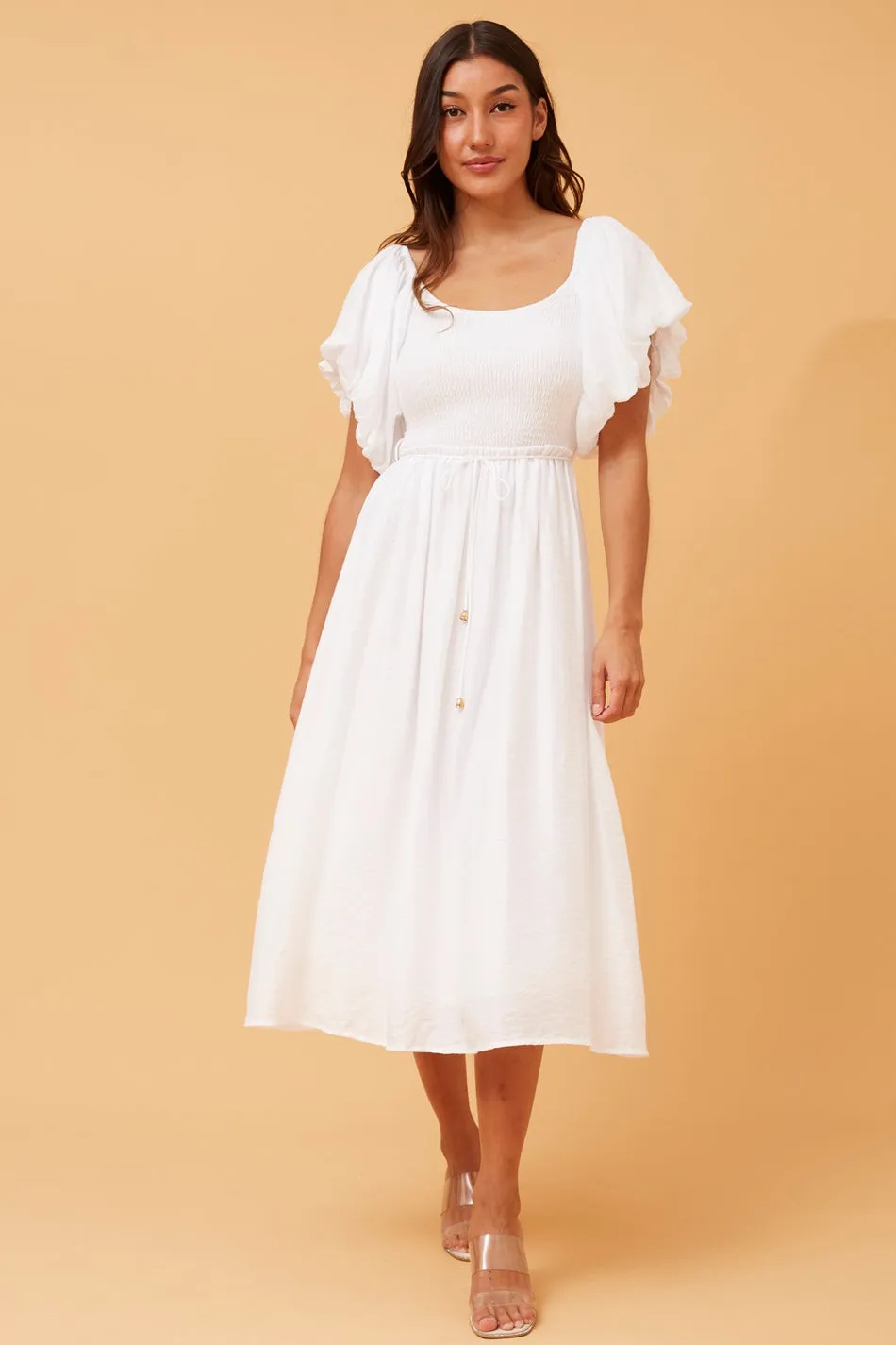 ANOK PUFF SLEEVE MIDI DRESS