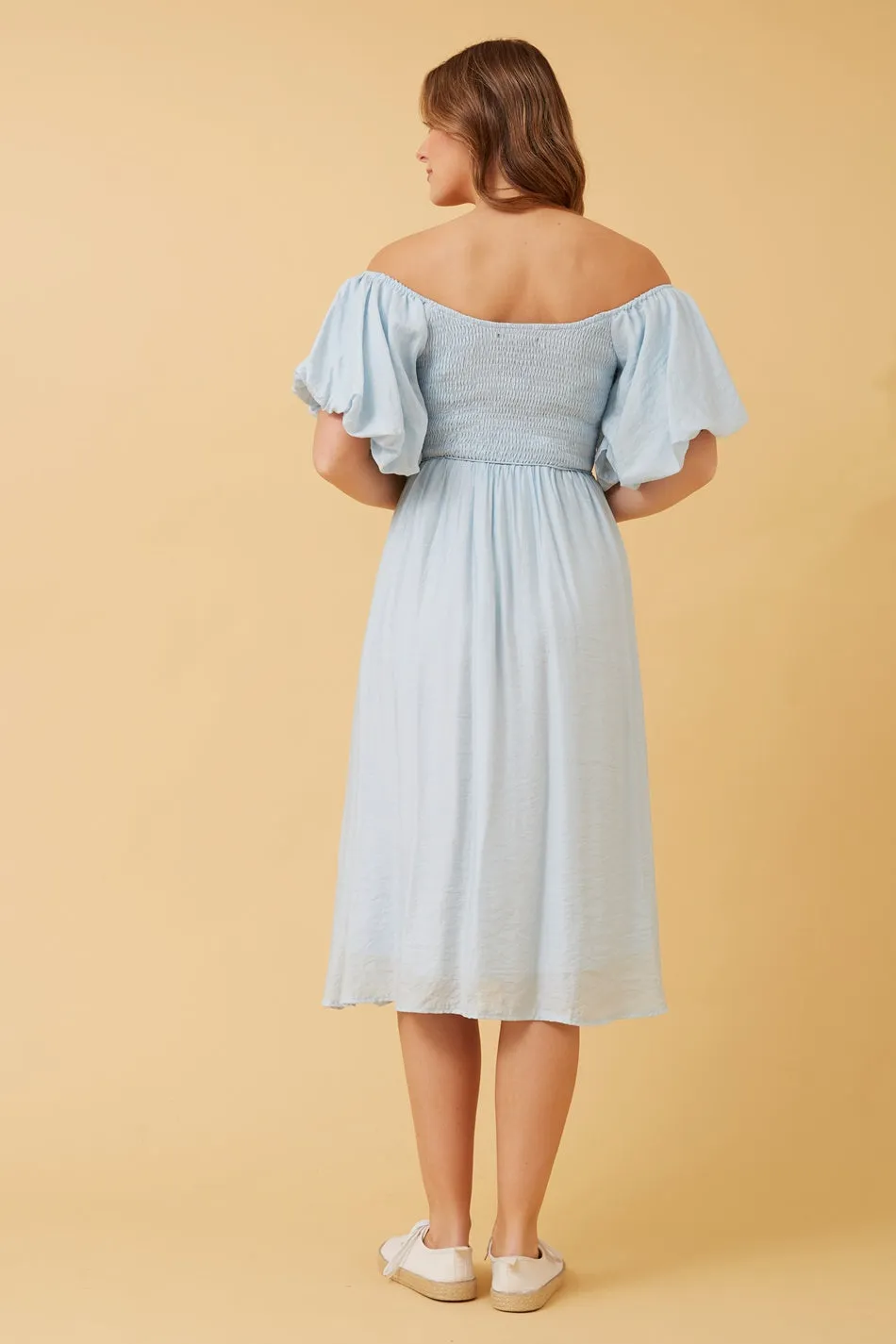 ANOK PUFF SLEEVE MIDI DRESS