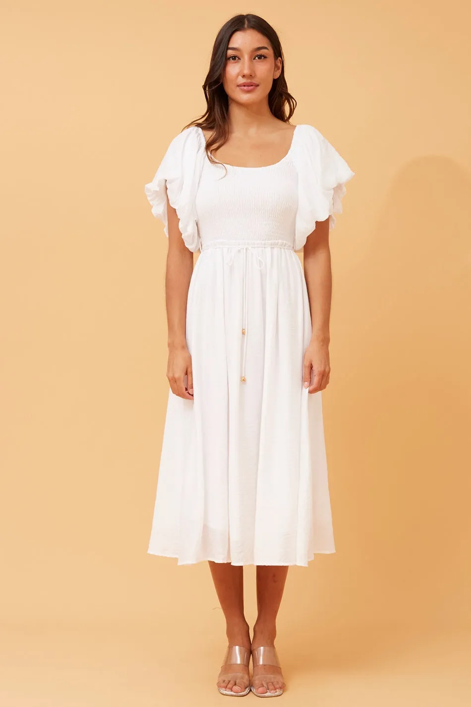 ANOK PUFF SLEEVE MIDI DRESS