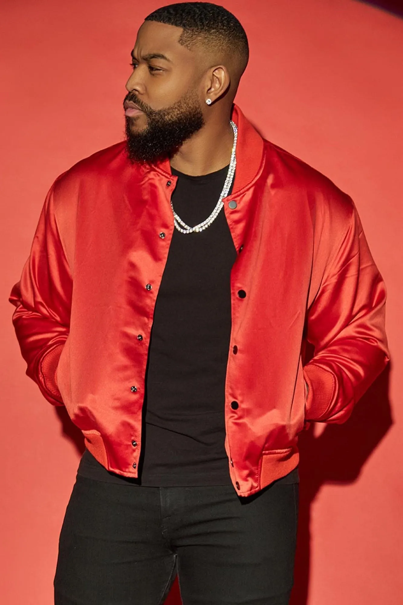 Ashton Essential Bomber Jacket - Red