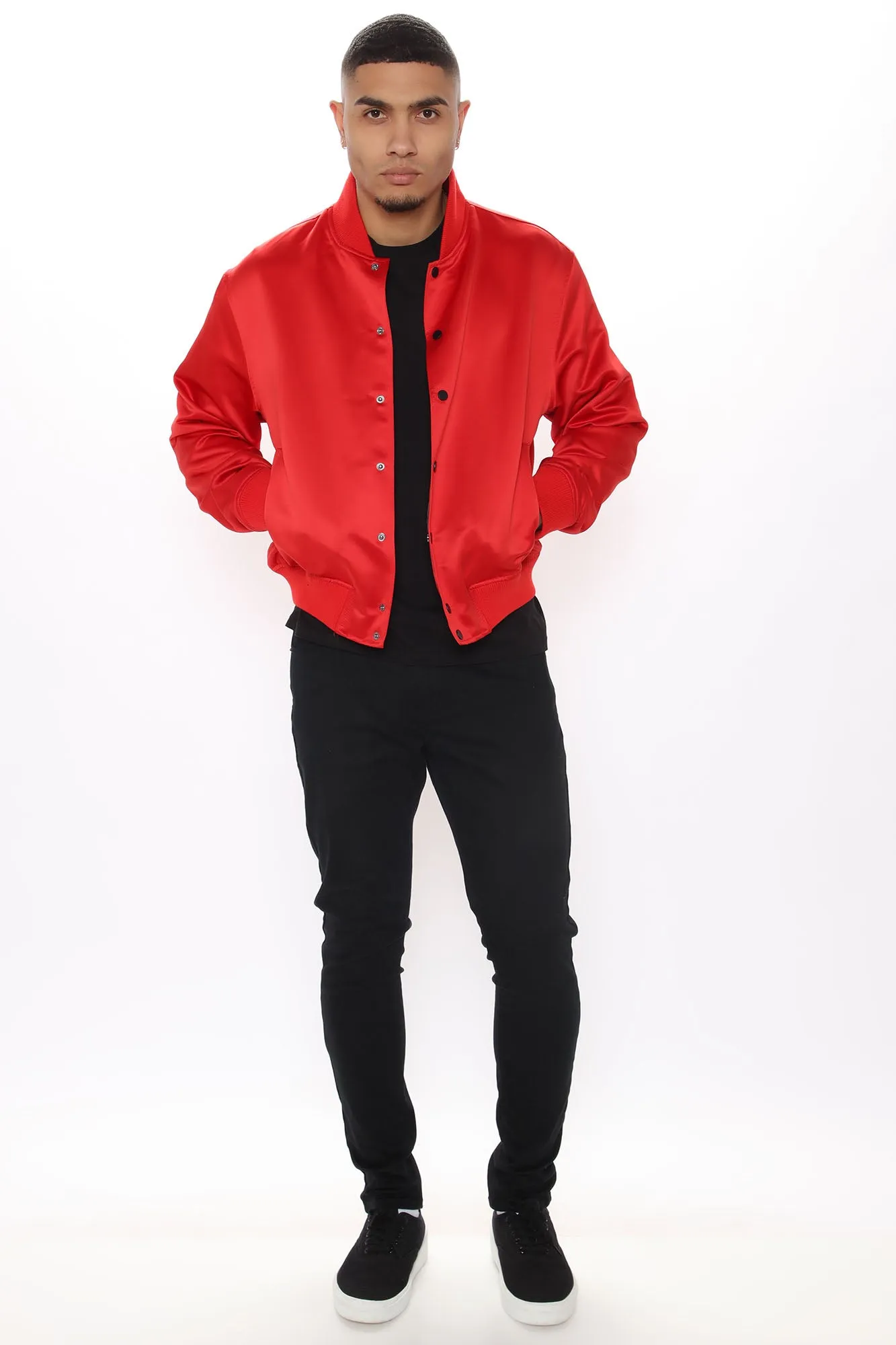 Ashton Essential Bomber Jacket - Red