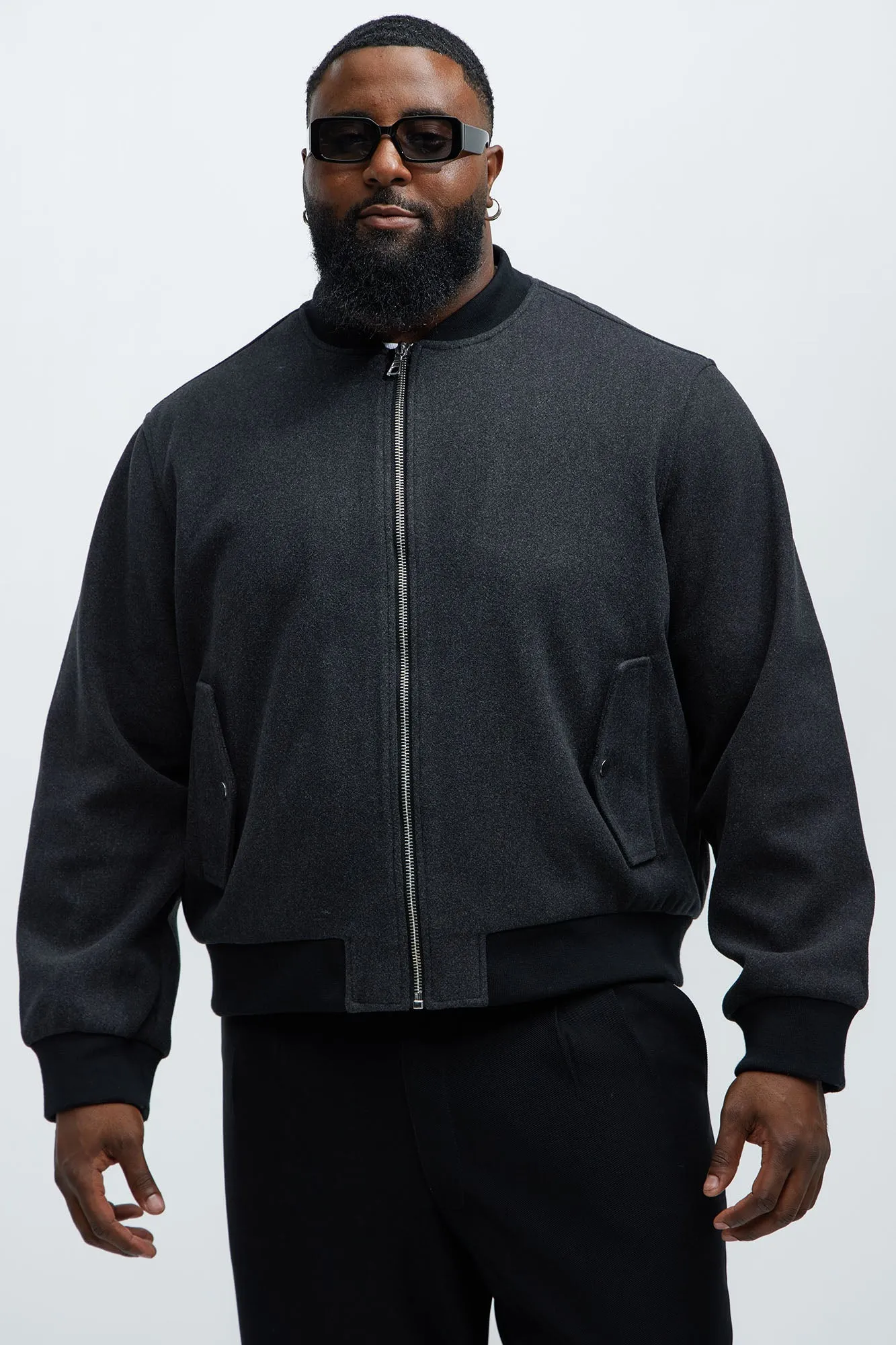 Avery Textured Bomber Jacket - Black