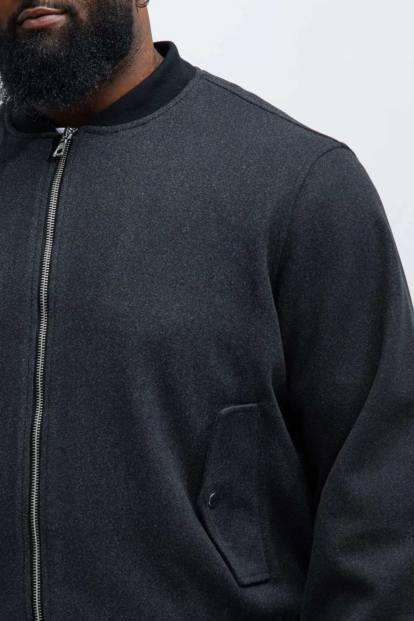 Avery Textured Bomber Jacket - Black