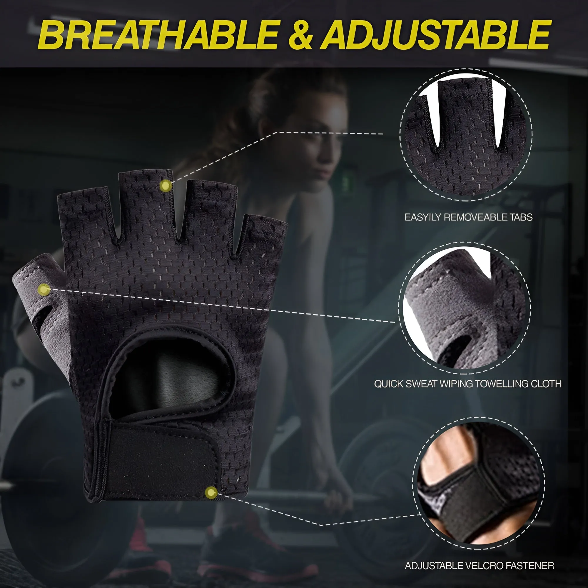 Ben Din Weight Lifting Gloves - Breathable Full Palm Protection Sports Gloves for Workout, Exercise, Gym, Training, Cycling, Anti Slip Exercise Fitness Gloves for Men & Women