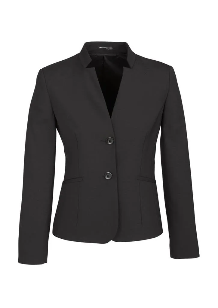 Biz Corporates Womens Comfort Wool Stretch Short Jacket with Reverse Lapel (64013)