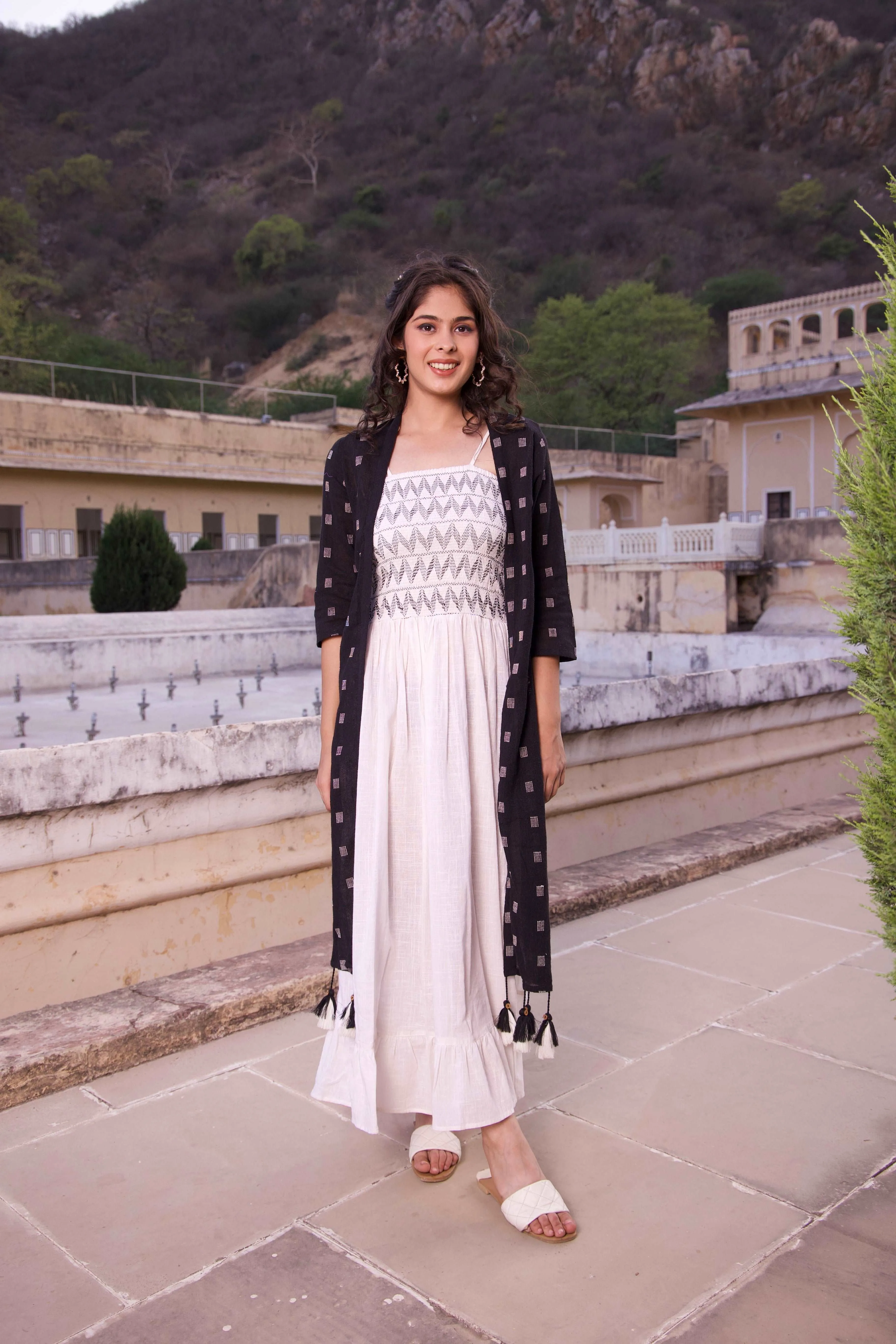 Black and White Jacket Maxi Dress