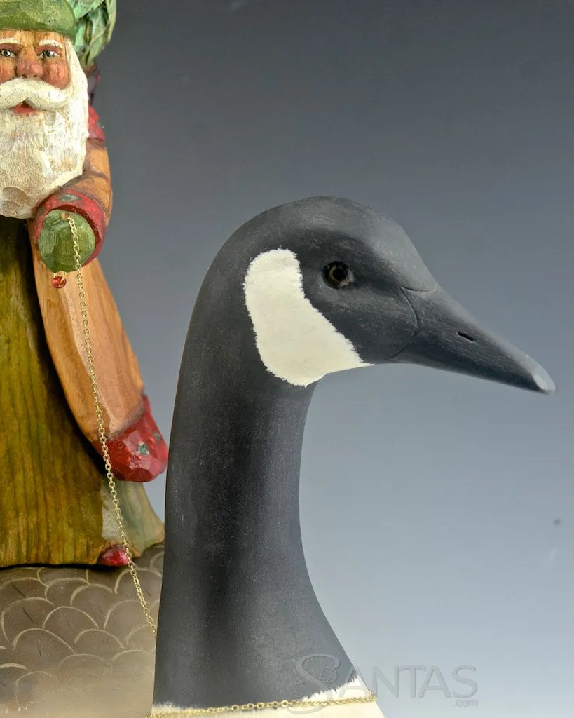 Black Santa with Canadian Goose Carving by Barbara Scoles