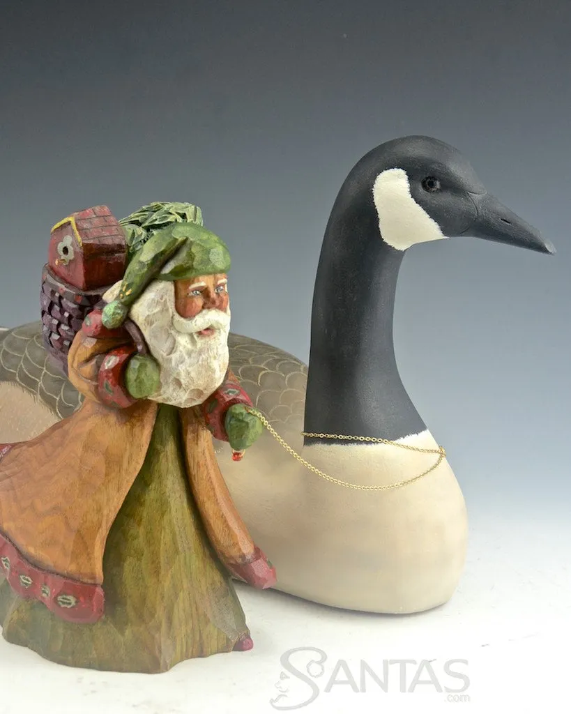 Black Santa with Canadian Goose Carving by Barbara Scoles