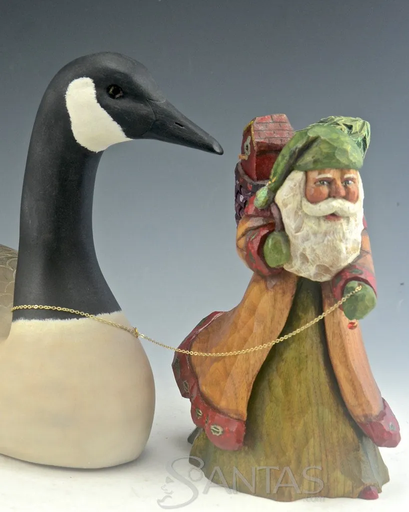 Black Santa with Canadian Goose Carving by Barbara Scoles