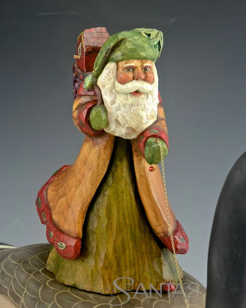 Black Santa with Canadian Goose Carving by Barbara Scoles