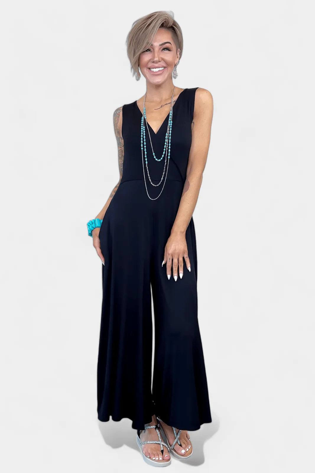 Black Sleeveless Jumpsuit