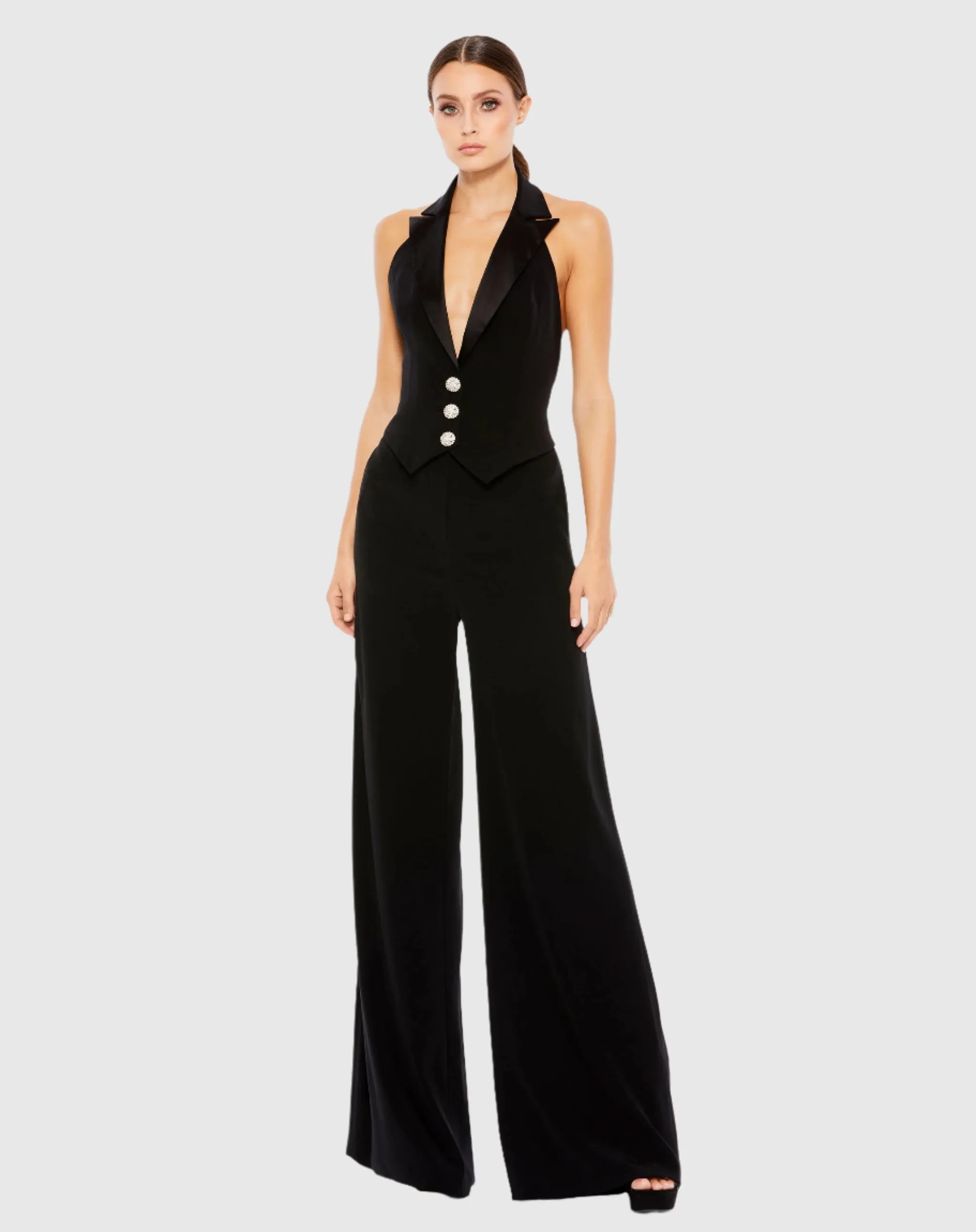 Black Tuxedo Halter Jumpsuit