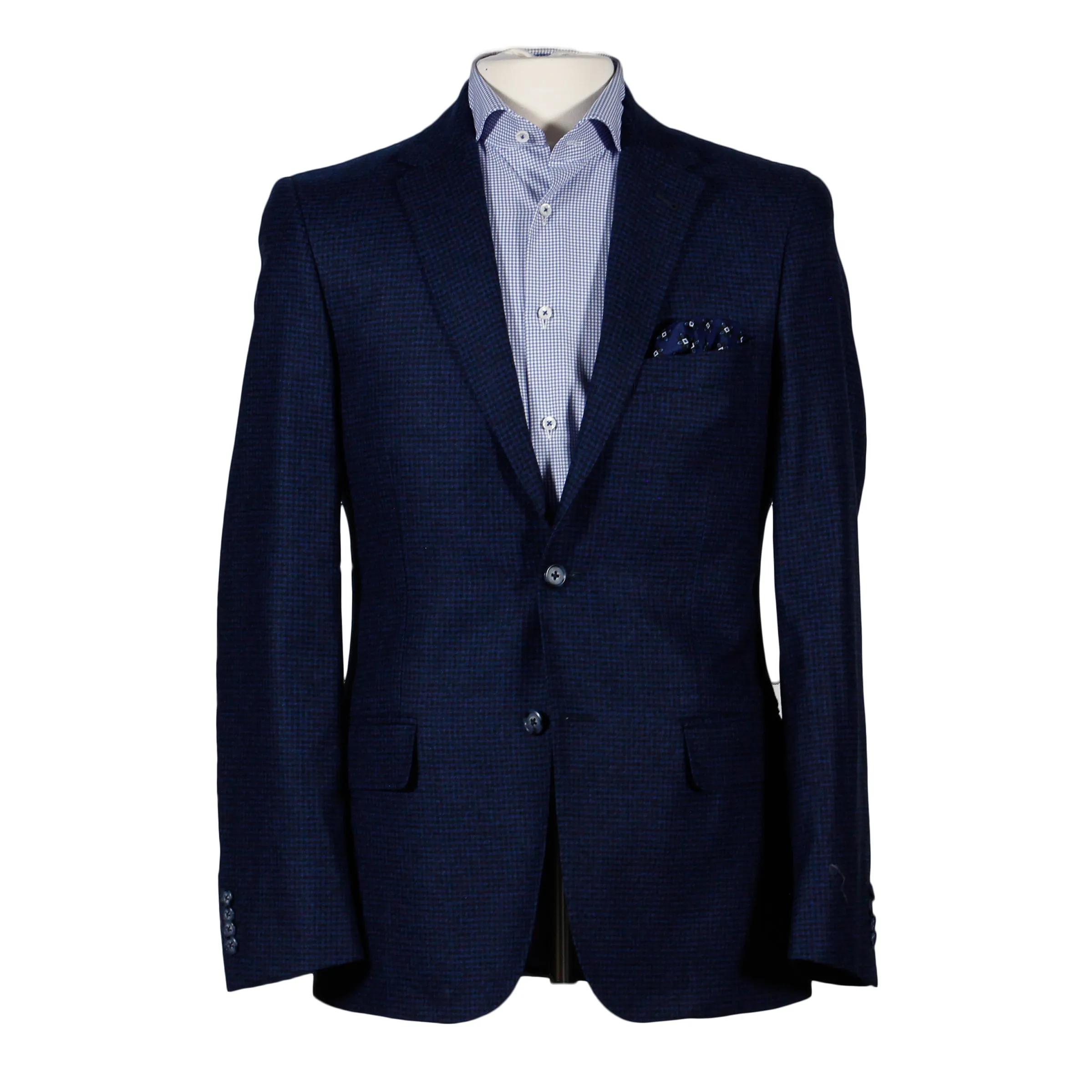 Blue Micro Check Contemporary Fit Sport Coat