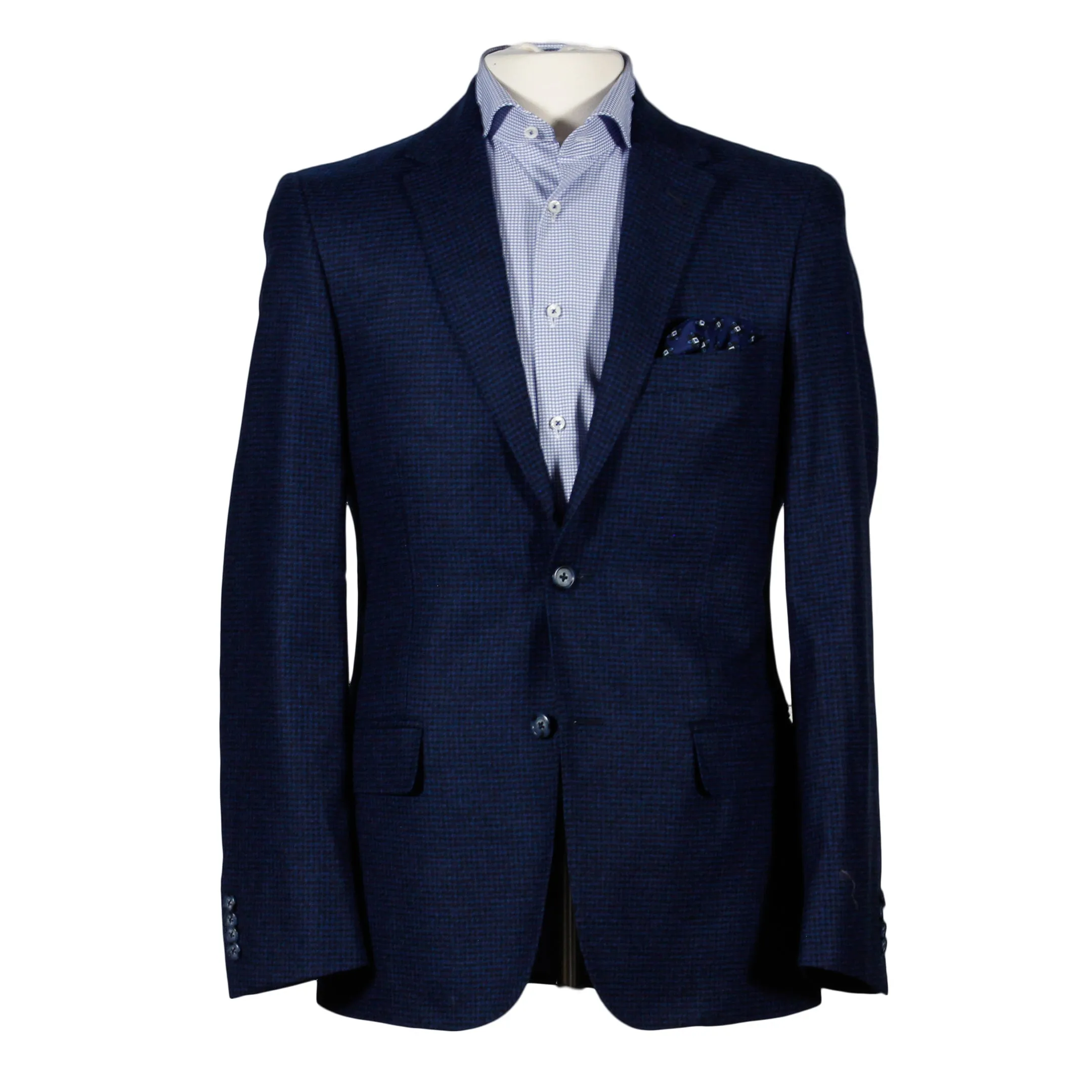 Blue Micro Check Contemporary Fit Sport Coat