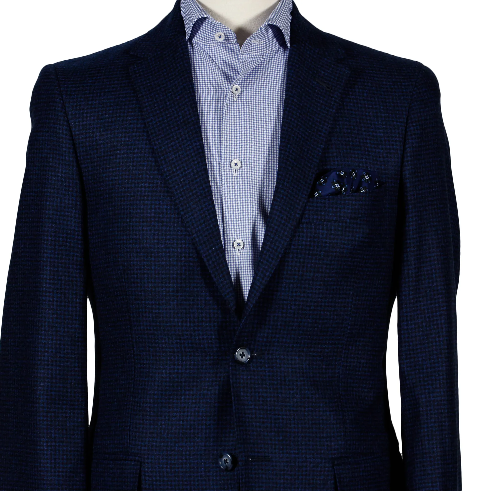 Blue Micro Check Contemporary Fit Sport Coat