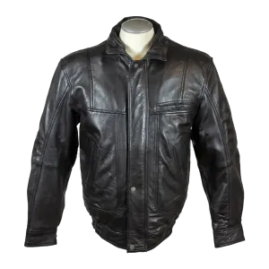 BOL Men's Full Zip Leather Bomber Jacket