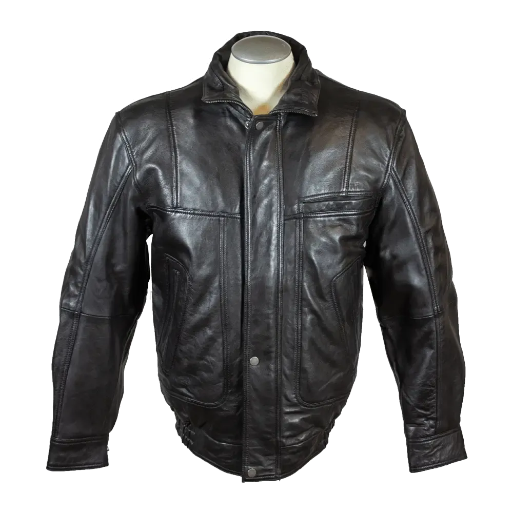 BOL Men's Full Zip Leather Bomber Jacket