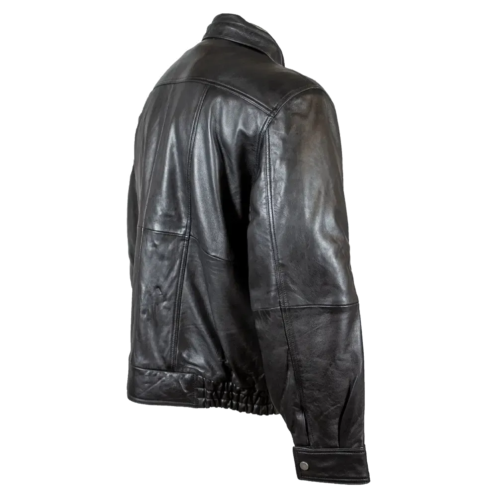 BOL Men's Full Zip Leather Bomber Jacket