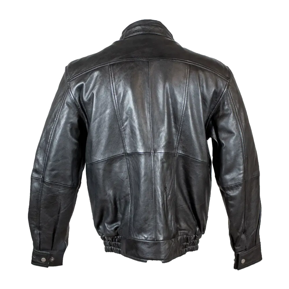 BOL Men's Full Zip Leather Bomber Jacket