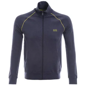 BOSS Mix & Match Jacket Z Sweatshirt in Navy Marl & Lime Green Trim