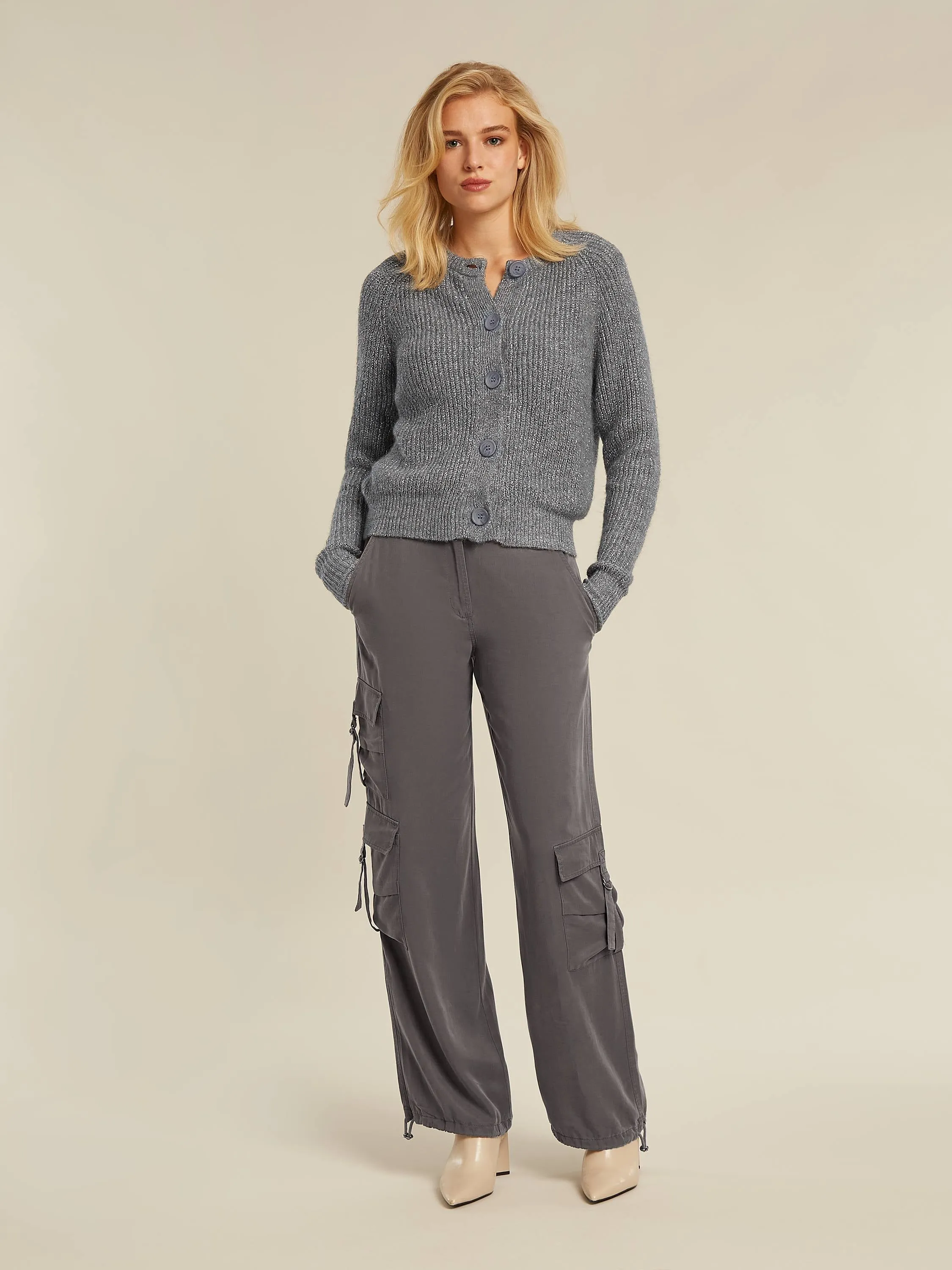 Brent cardigan - Grey heather lurex